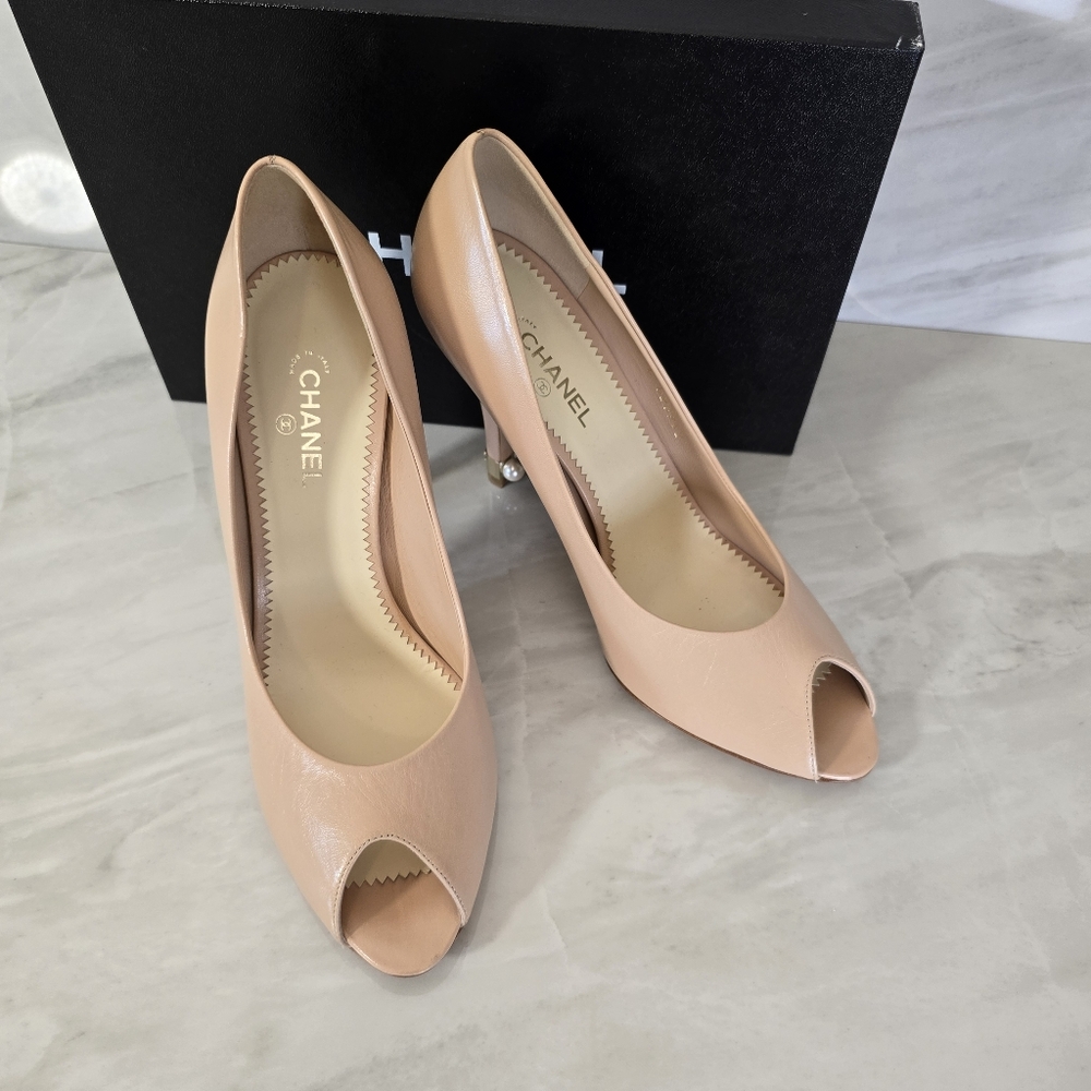 CHANEL Women's Peep Toe Heels - Blush - Picture 6 of 10